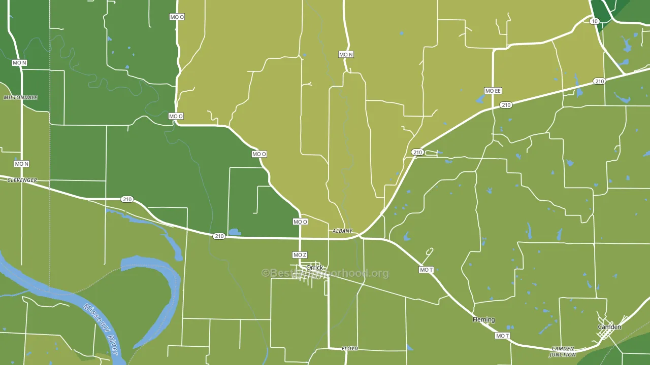 Orrick, MO block-group voter-turnout map