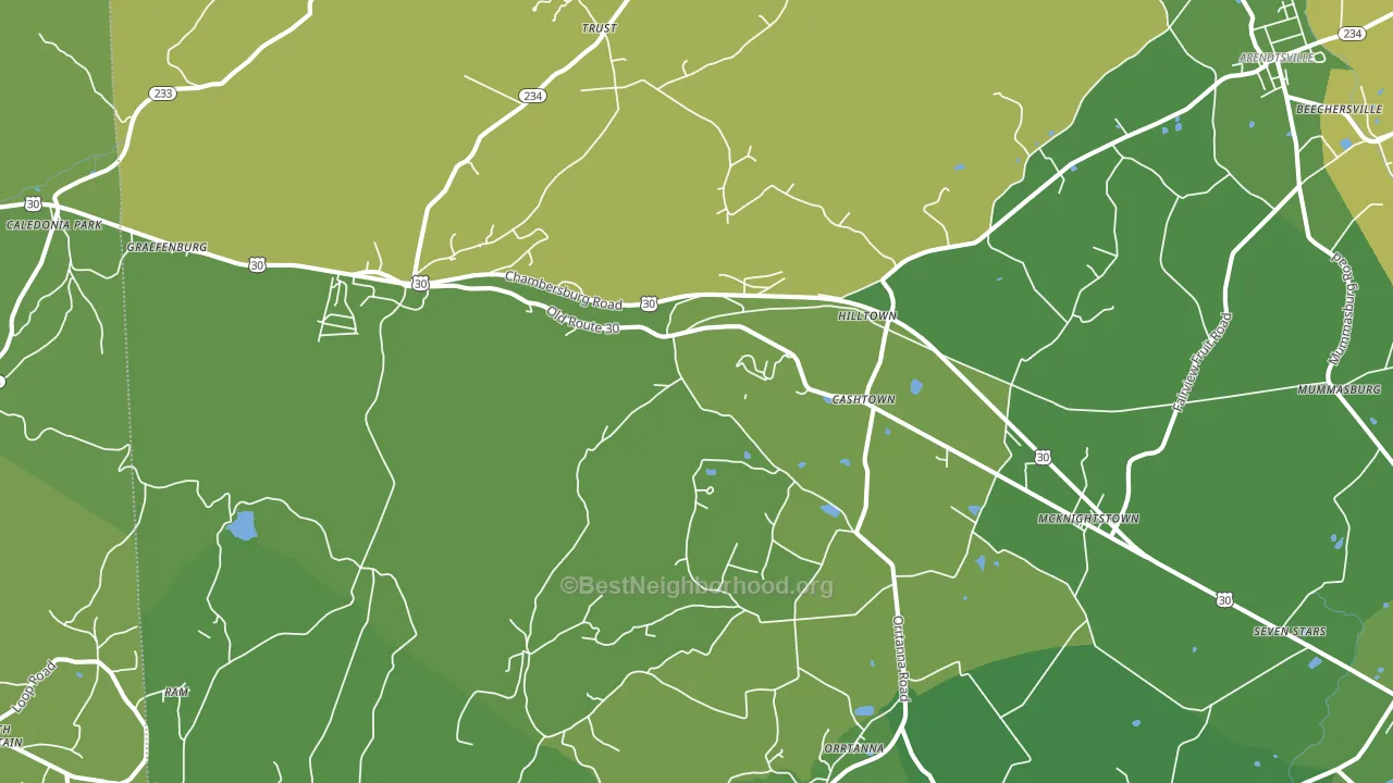 Orrtanna, PA block-group voter-turnout map