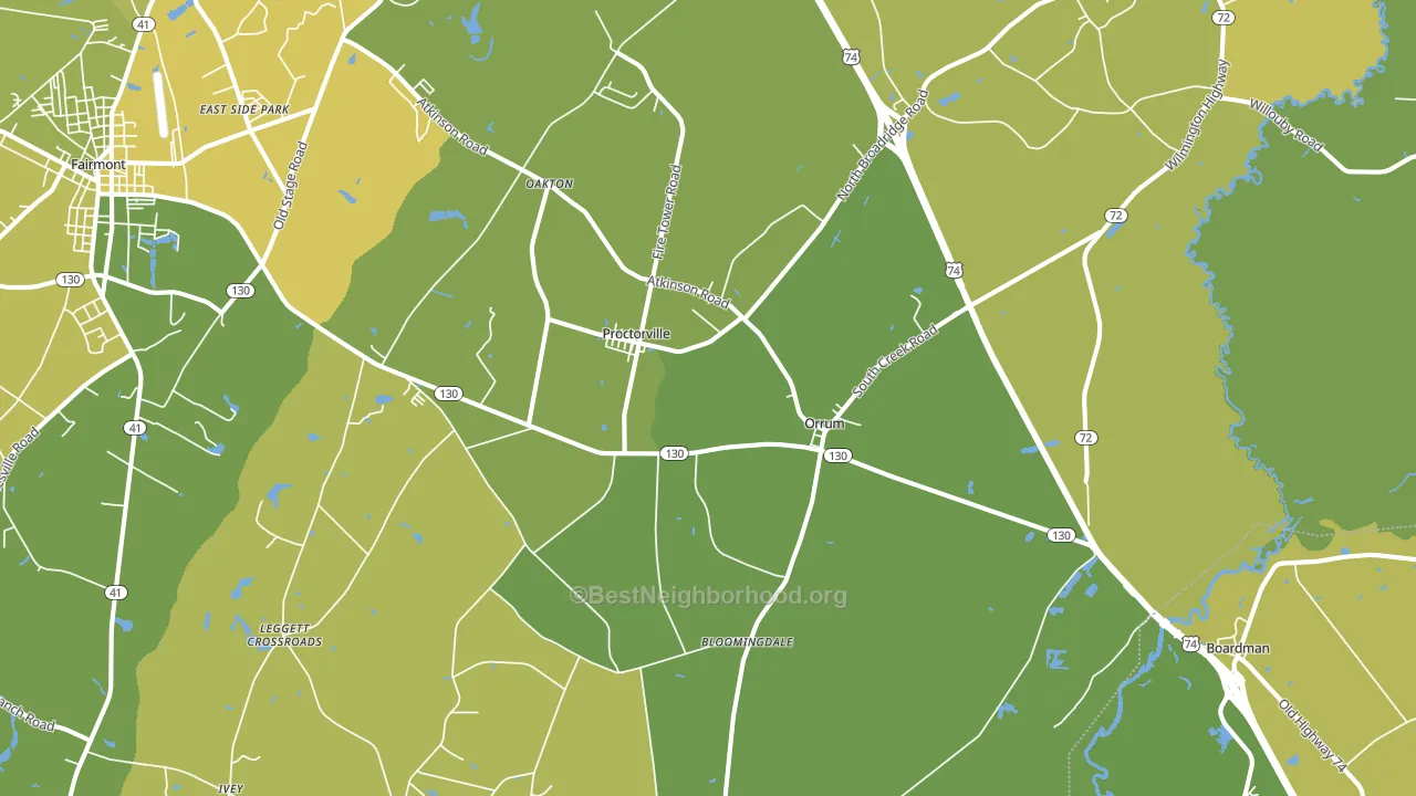 Orrum, NC block-group voter-turnout map