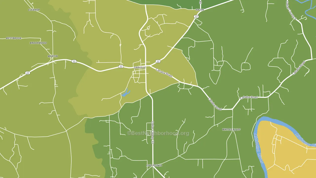 Orrville, AL block-group voter-turnout map