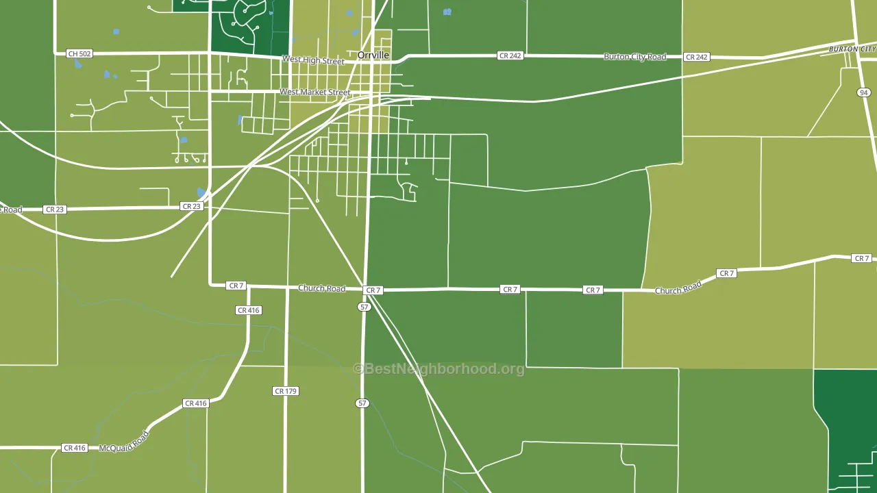 Orrville Junction, OH block-group voter-turnout map