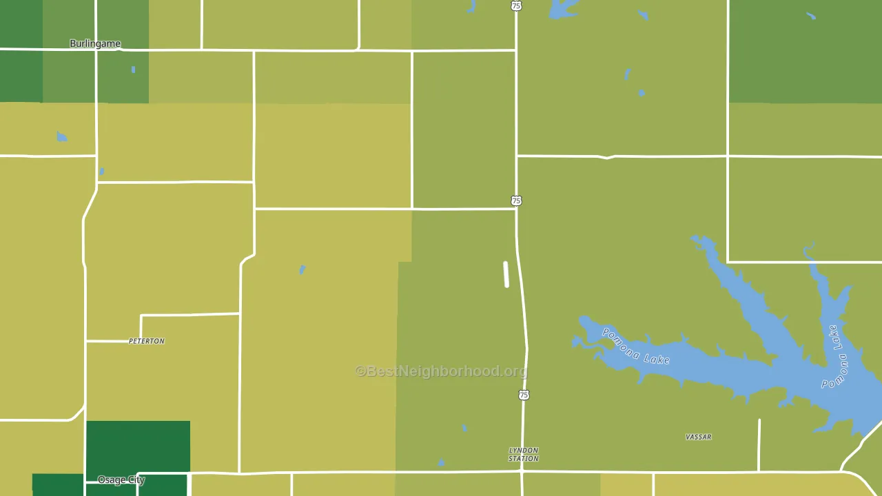 Osage County, KS block-group voter-turnout map