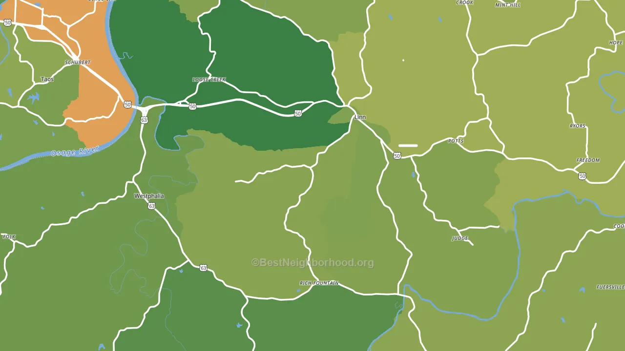 Osage County, MO block-group voter-turnout map