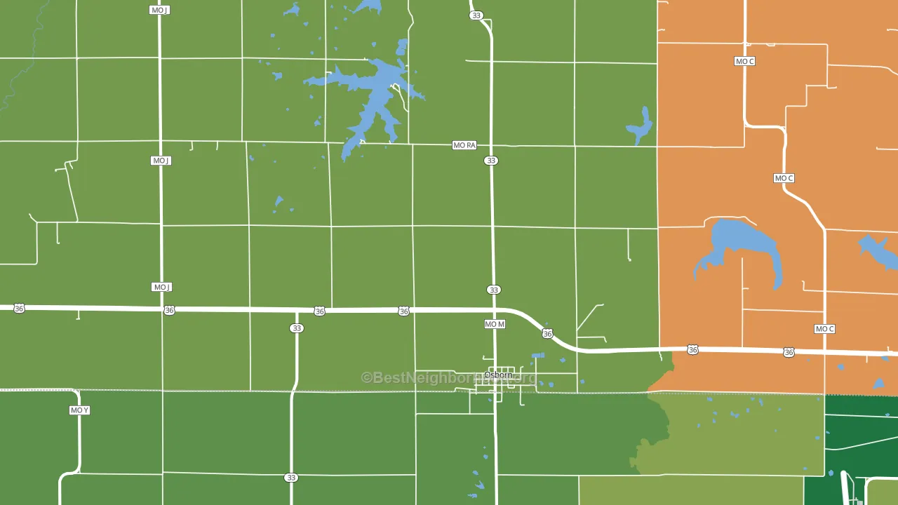 Osborn, MO block-group voter-turnout map