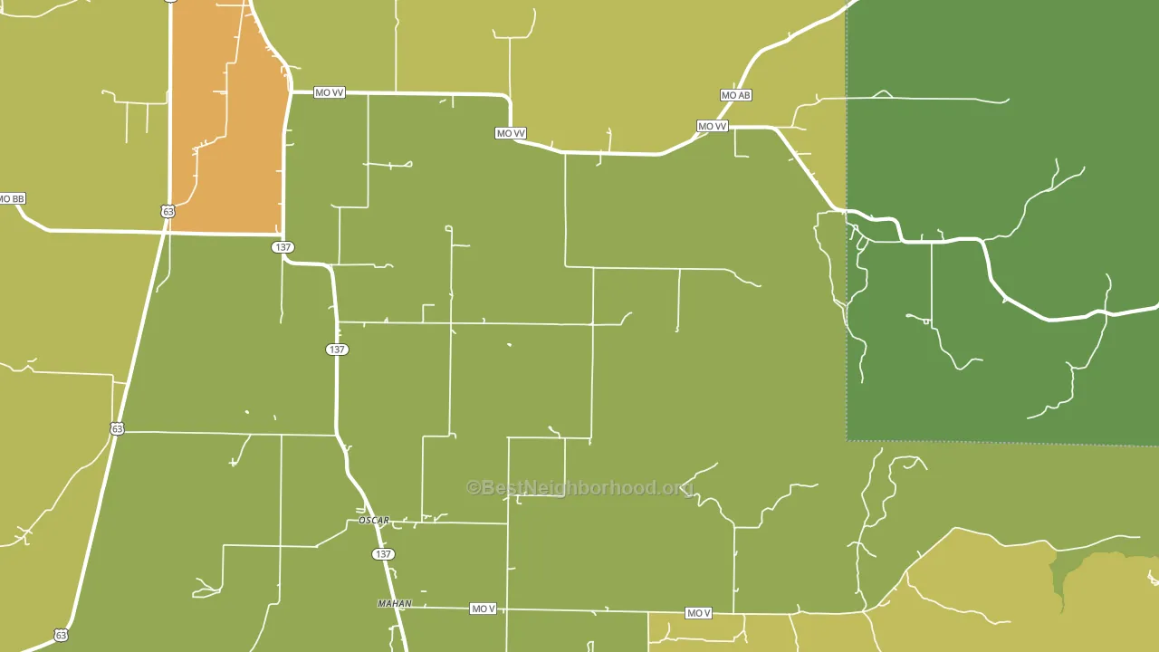 Oscar, MO block-group voter-turnout map