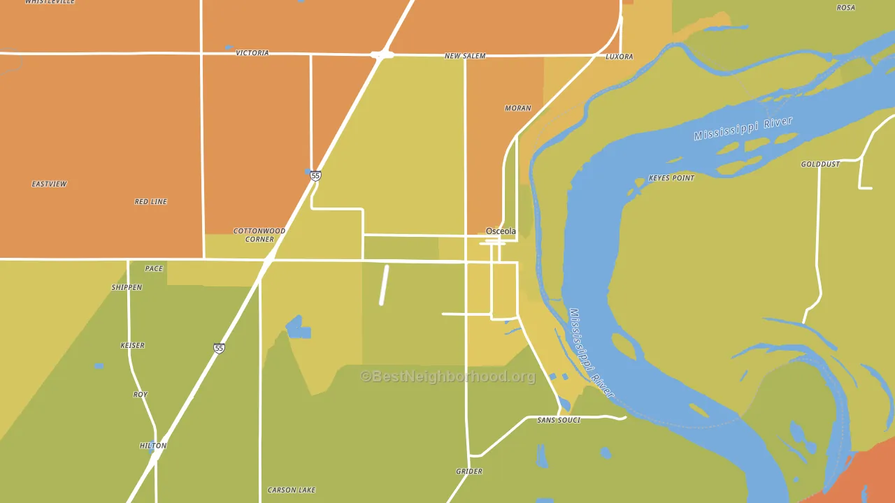 Osceola, AR block-group voter-turnout map
