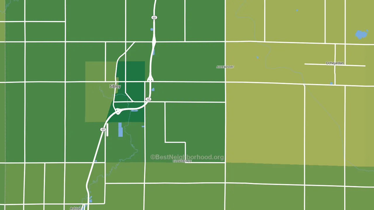 Osceola County, IA block-group voter-turnout map