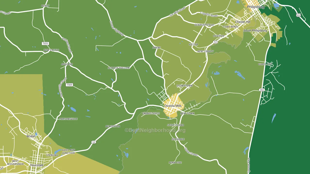 Osceola Mills, PA block-group voter-turnout map