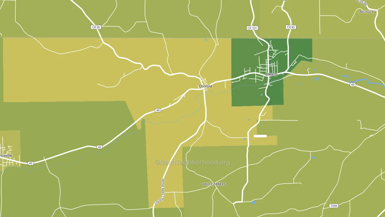 Osceola, PA block-group voter-turnout map