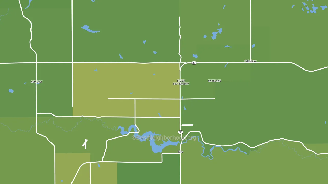 Oscoda County, MI block-group voter-turnout map