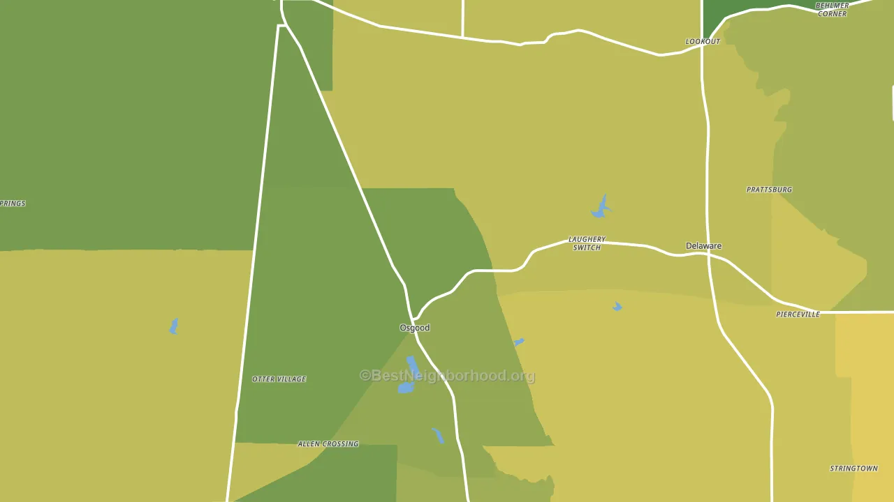 Osgood, IN block-group voter-turnout map