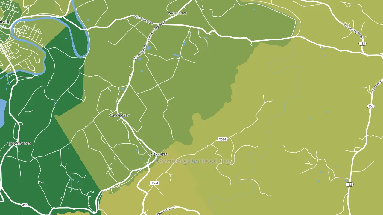Oshanter, PA block-group voter-turnout map