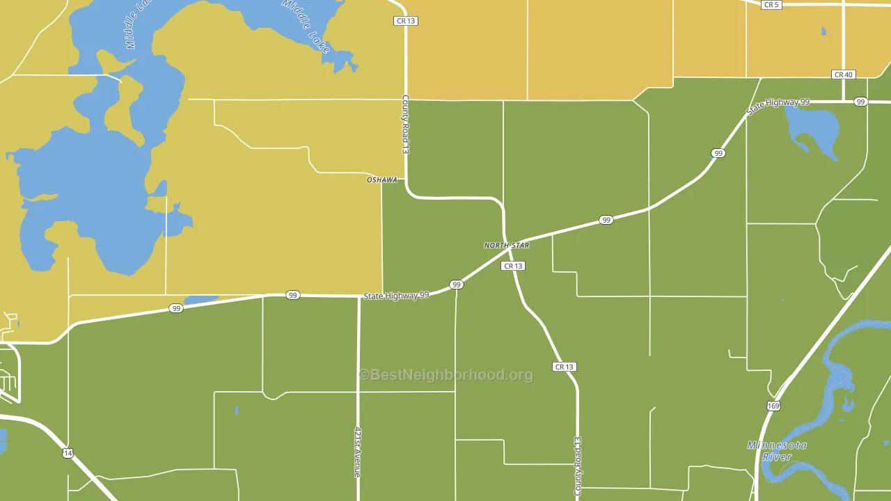 Oshawa, MN block-group voter-turnout map