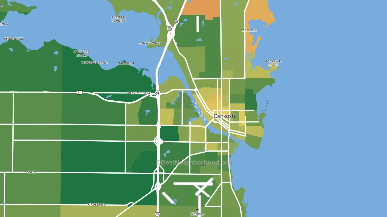 Oshkosh, WI block-group voter-turnout map