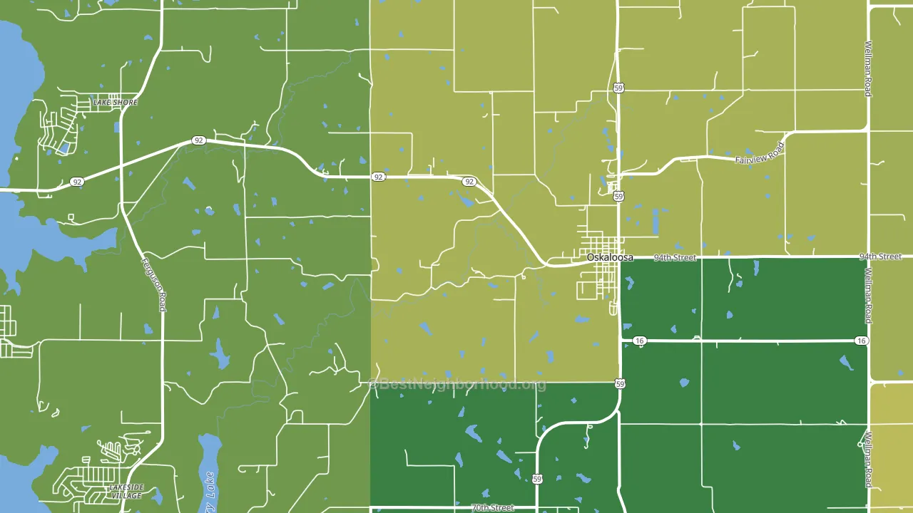 Oskaloosa, KS block-group voter-turnout map