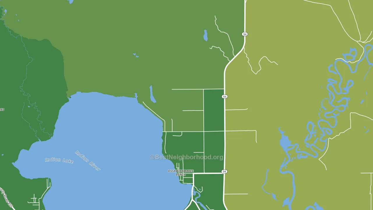 Ossawinamakee Beach, MI block-group voter-turnout map