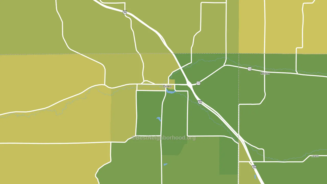Osseo, WI block-group voter-turnout map