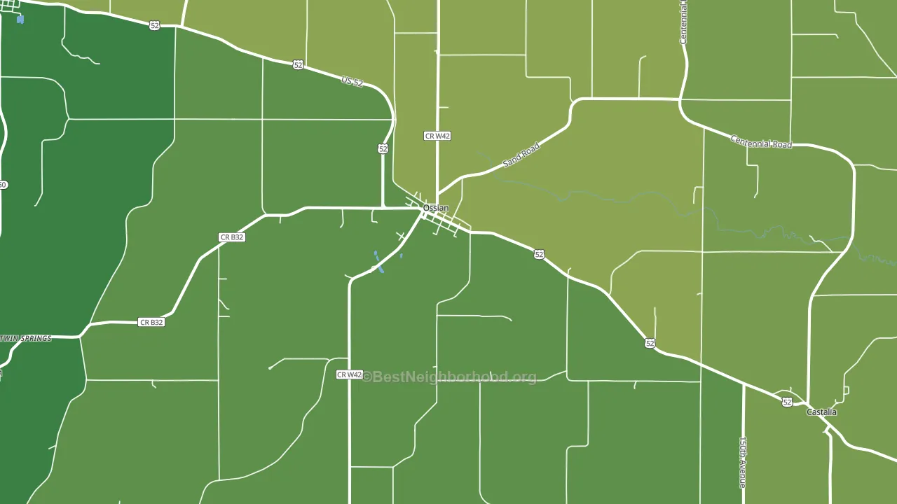 Ossian, IA block-group voter-turnout map