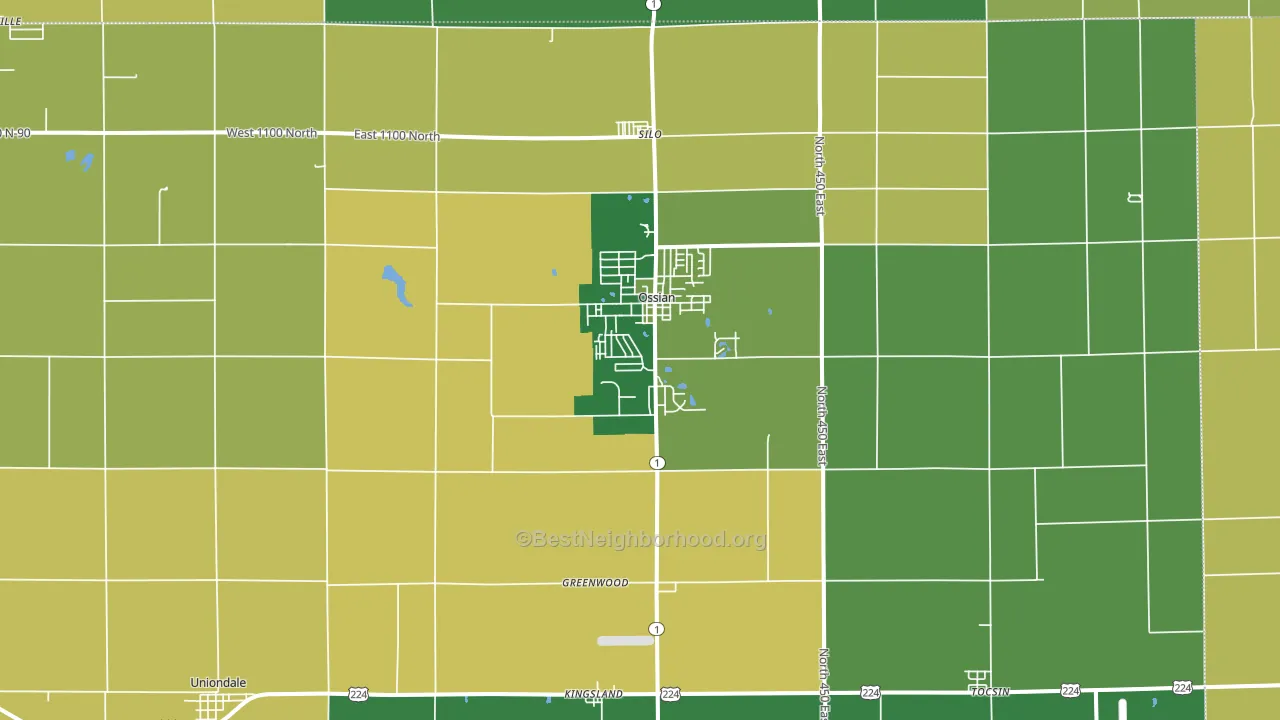 Ossian, IN block-group voter-turnout map