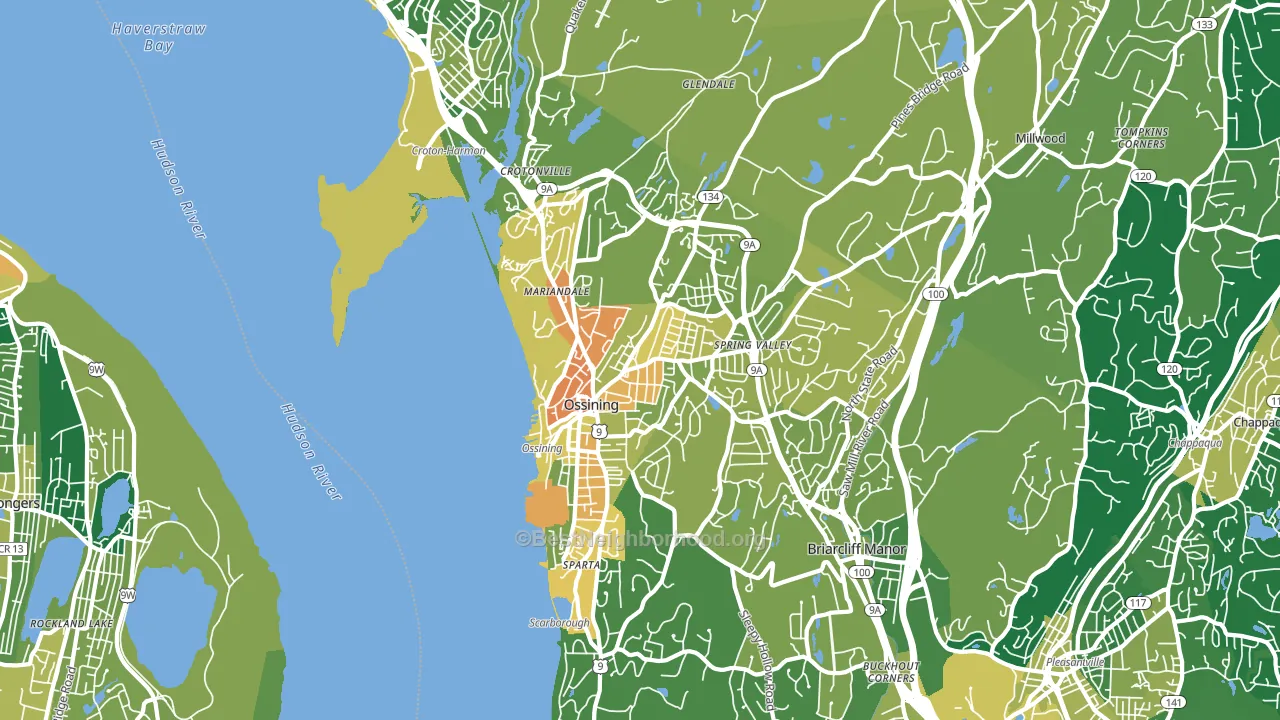 Ossining, NY block-group voter-turnout map