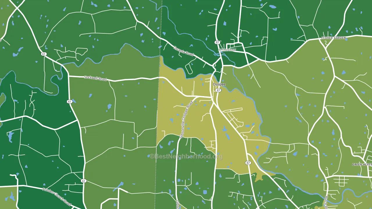 Ossipee, NC block-group voter-turnout map