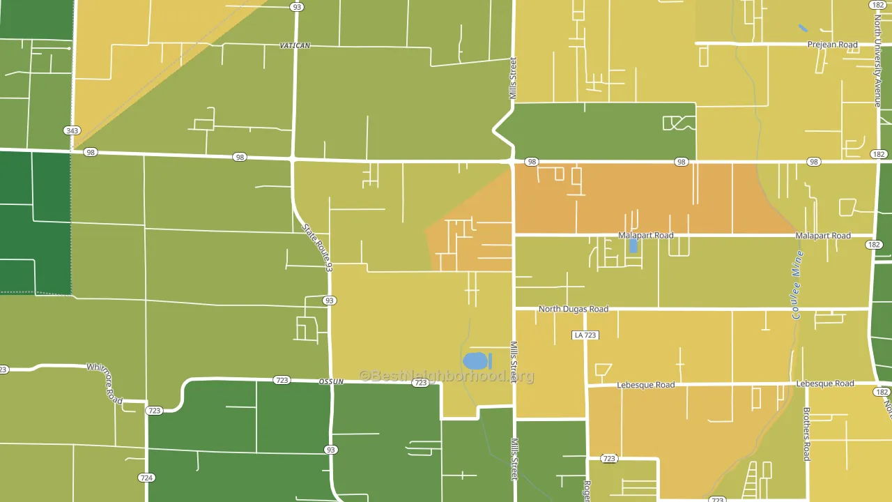 Ossun, LA block-group voter-turnout map