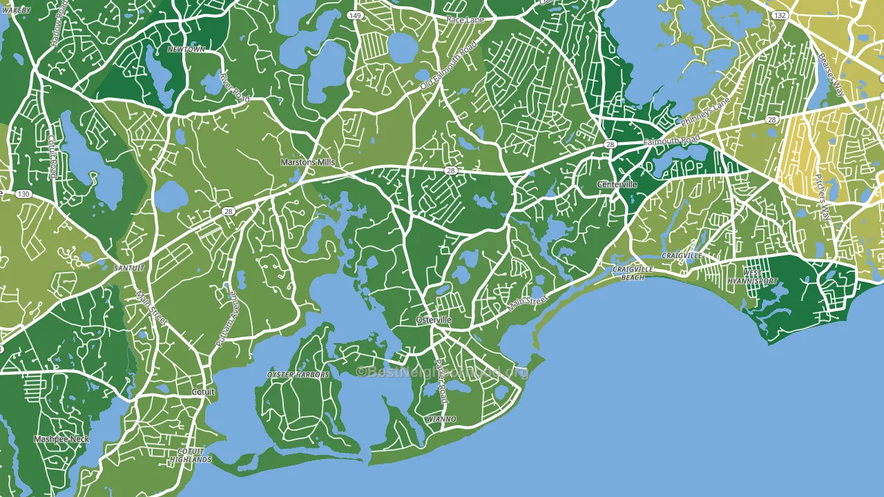 Osterville, MA block-group voter-turnout map