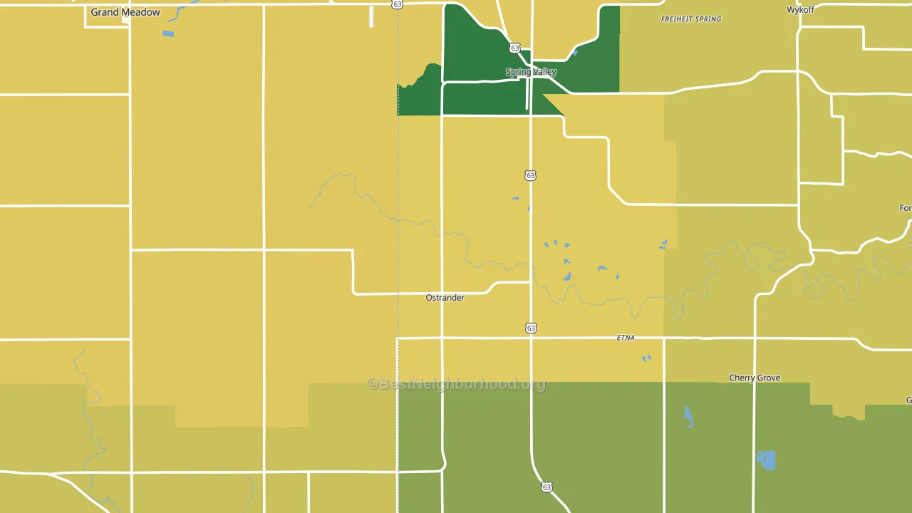 Ostrander, MN block-group voter-turnout map