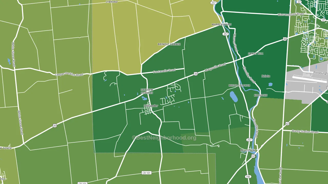 Ostrander, OH block-group voter-turnout map