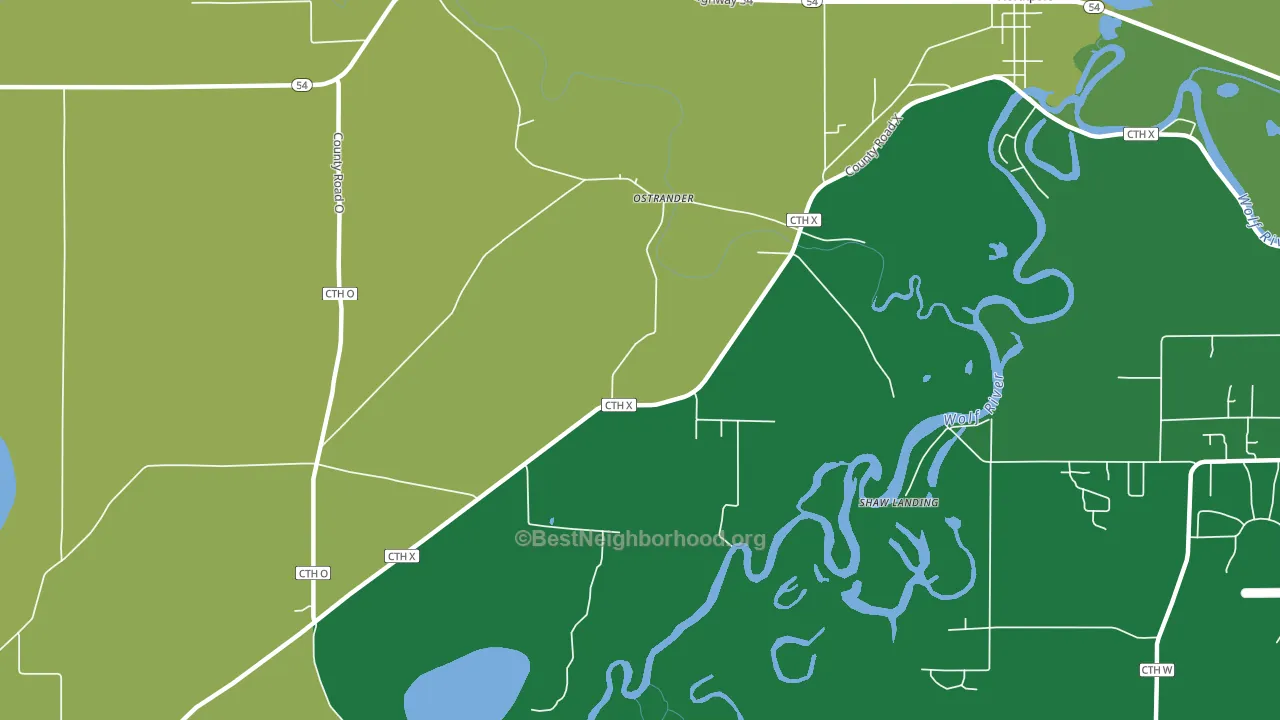 Ostrander, WI block-group voter-turnout map