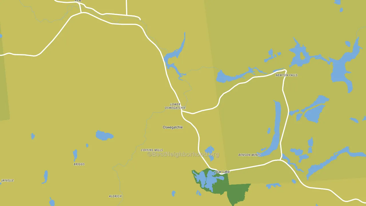Oswegatchie, NY block-group voter-turnout map