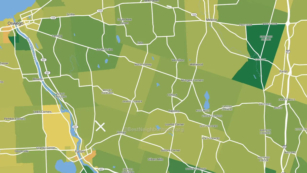 Oswego County, NY block-group voter-turnout map