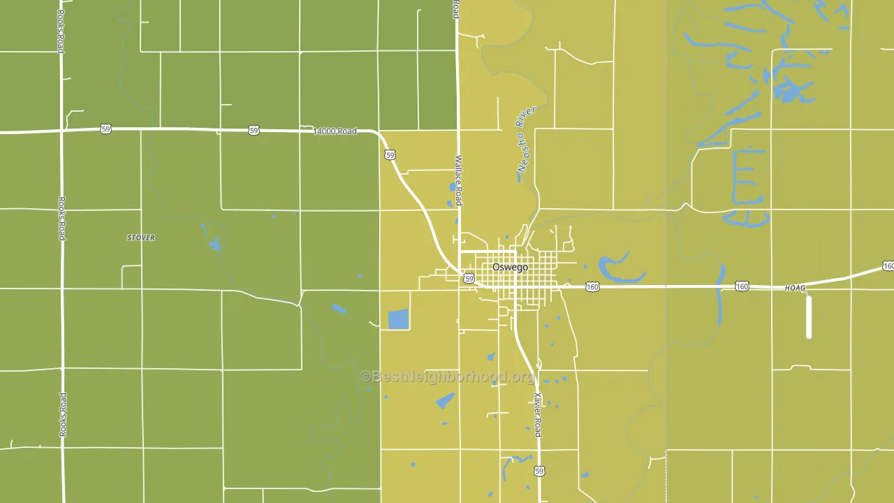 Oswego, KS block-group voter-turnout map