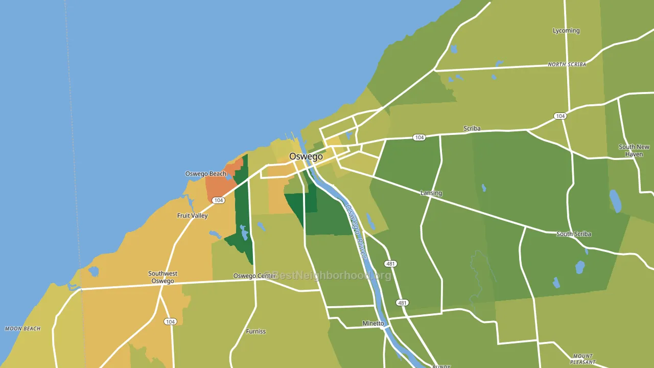 Oswego, NY block-group voter-turnout map