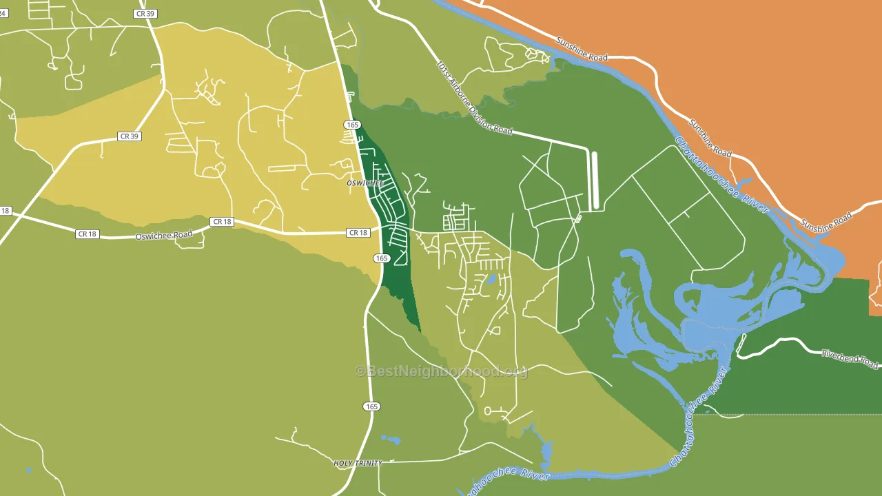 Oswichee, AL block-group voter-turnout map