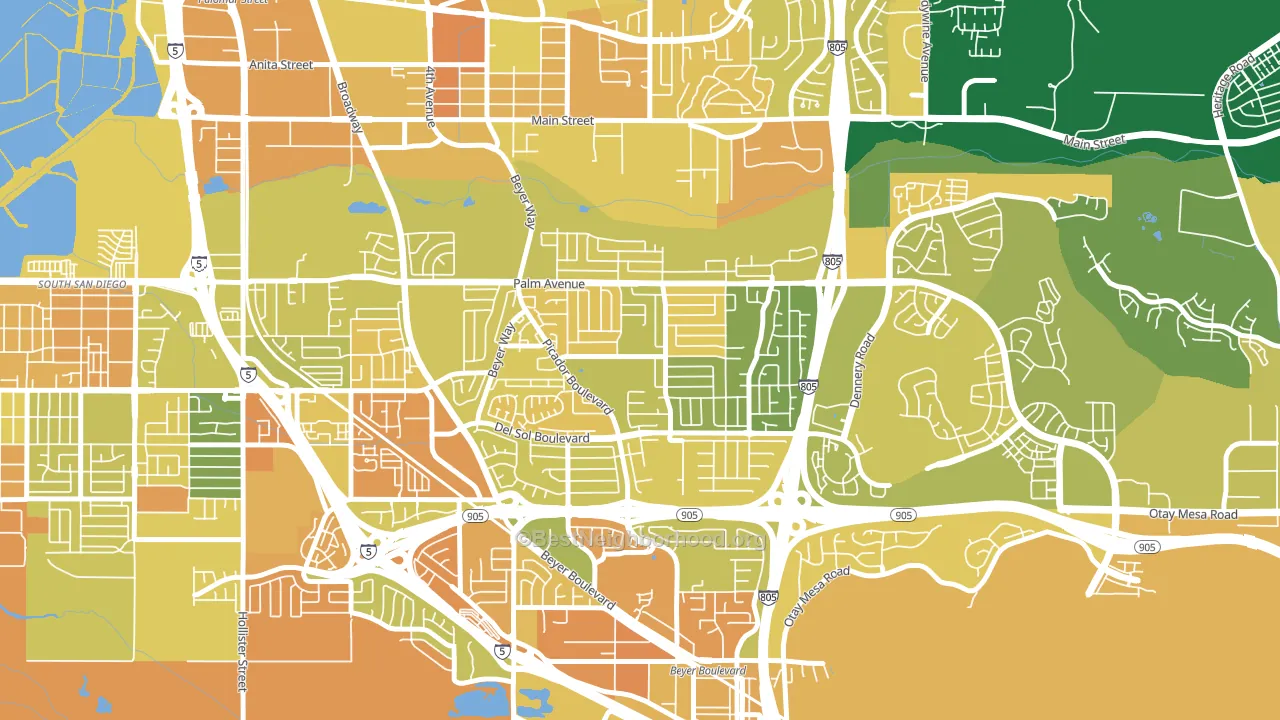 Otay Mesa West, San Diego, CA block-group voter-turnout map