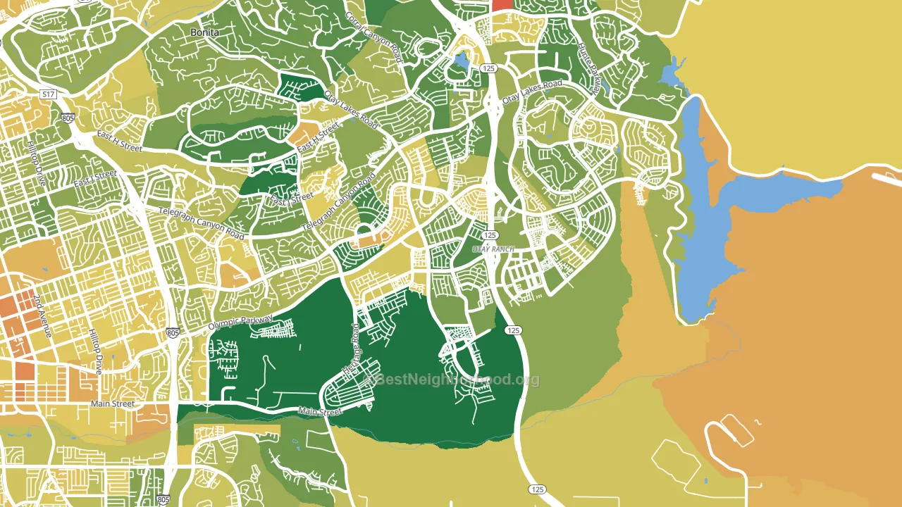 Otay Ranch, Chula Vista, CA block-group voter-turnout map