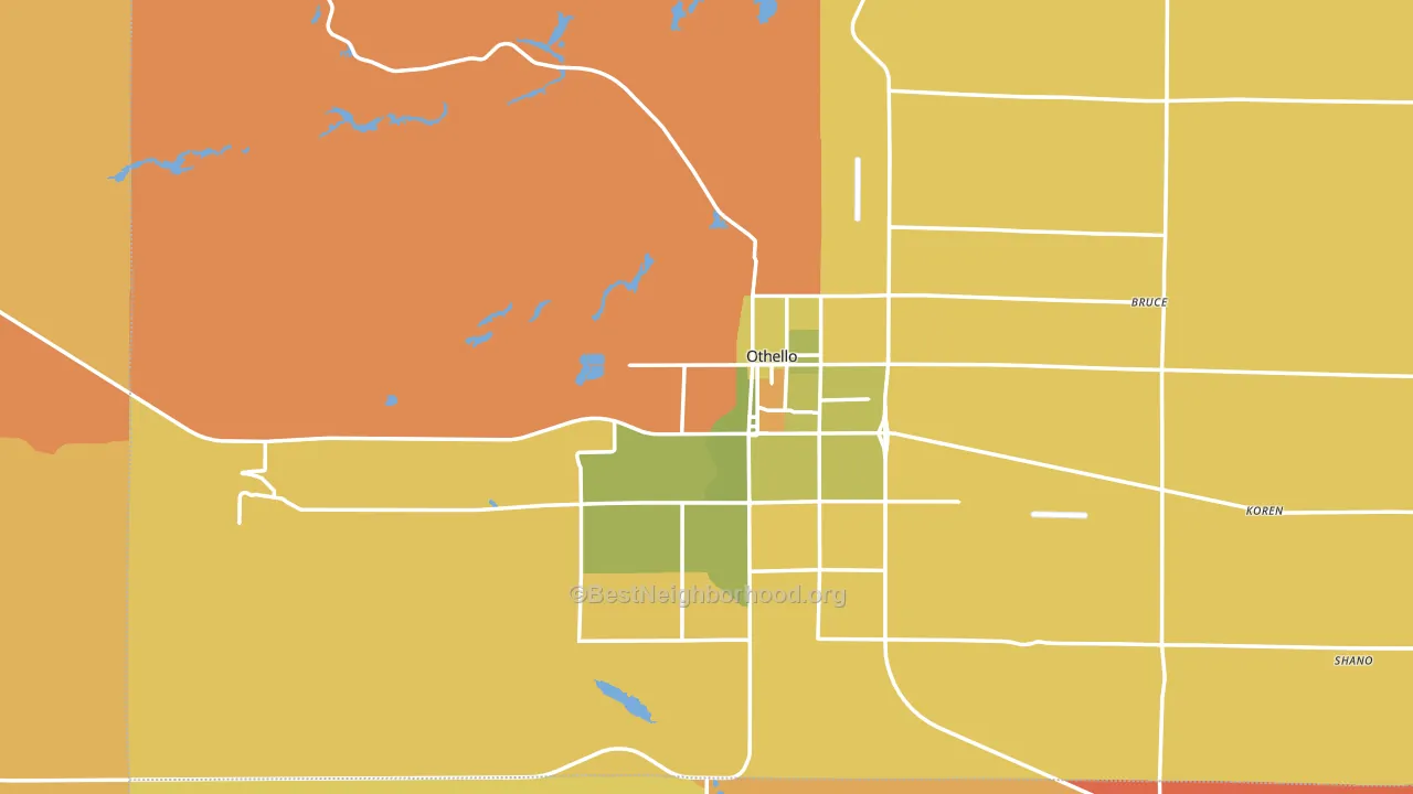 Othello, WA block-group voter-turnout map