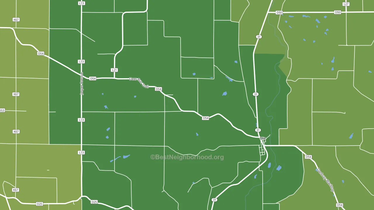 Oto, IA block-group voter-turnout map
