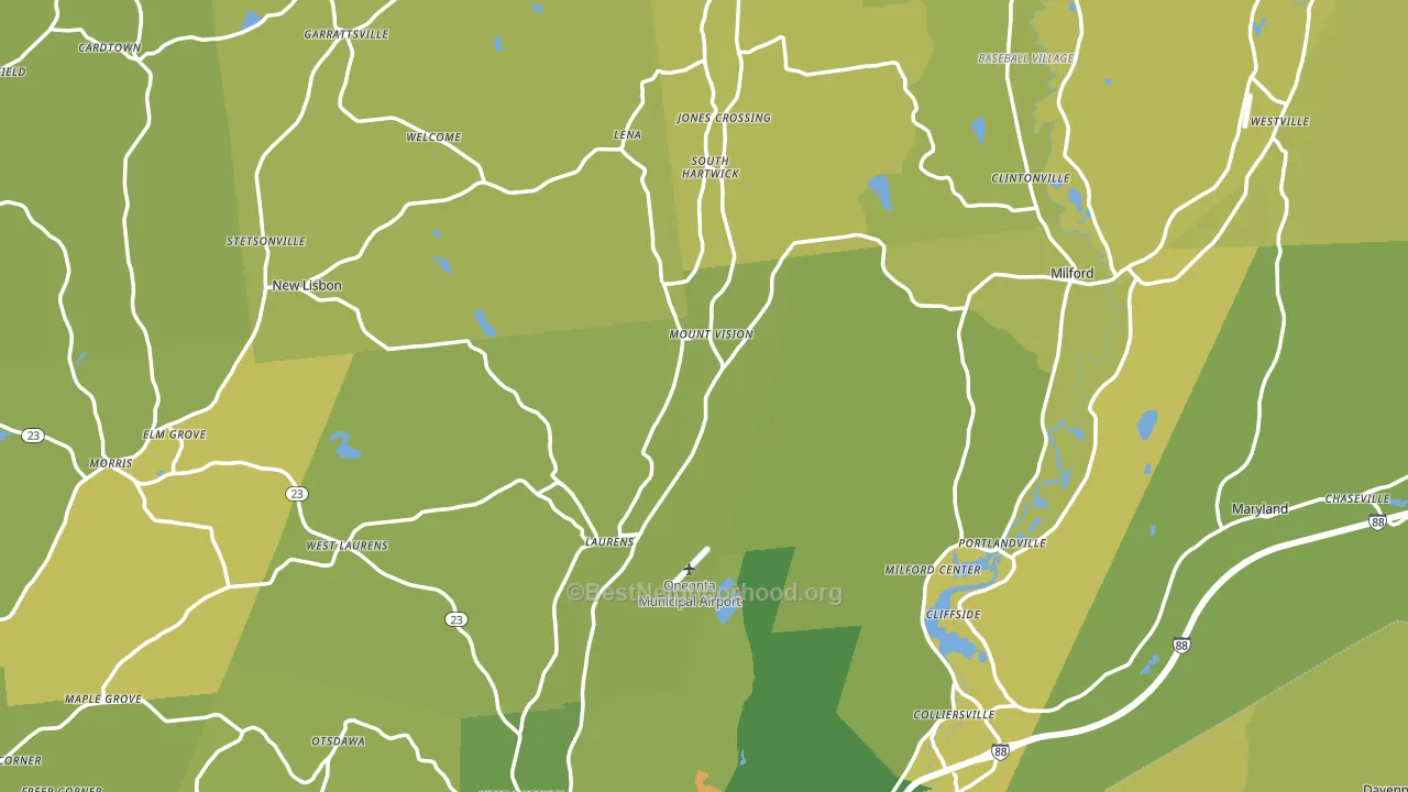 Otsego County, NY block-group voter-turnout map