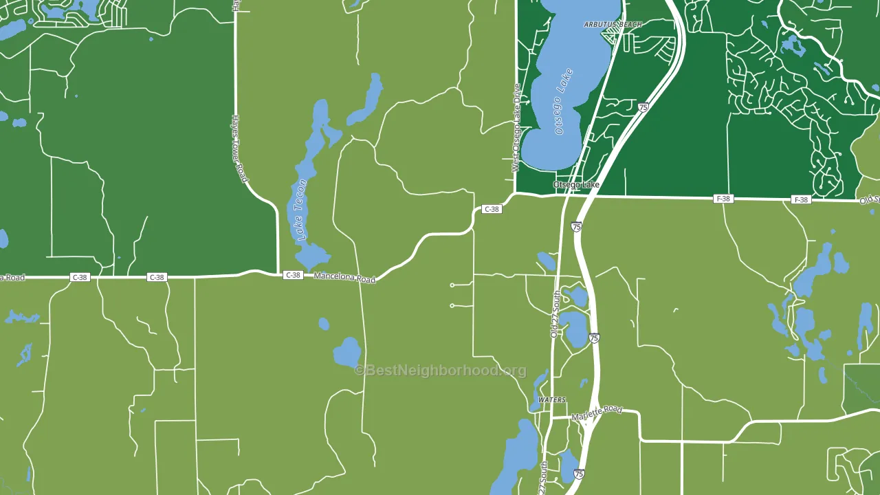 Otsego Lake, MI block-group voter-turnout map
