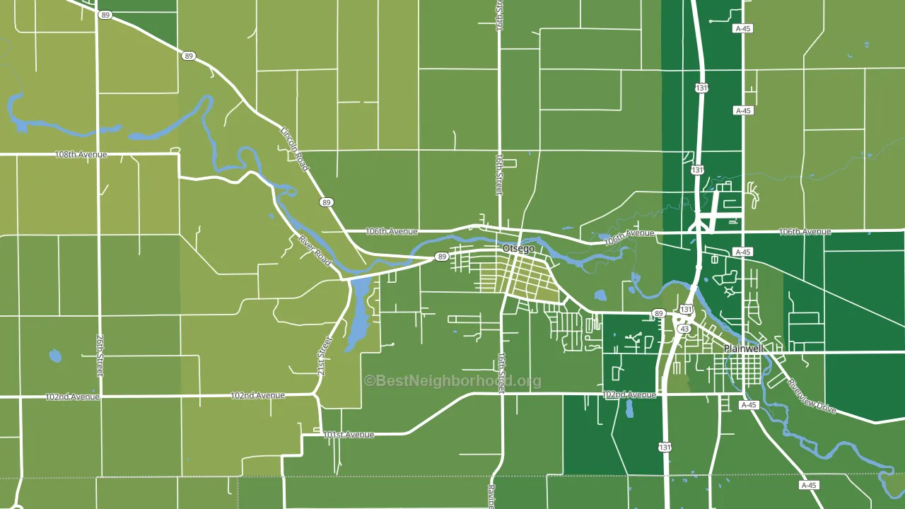 Otsego, MI block-group voter-turnout map