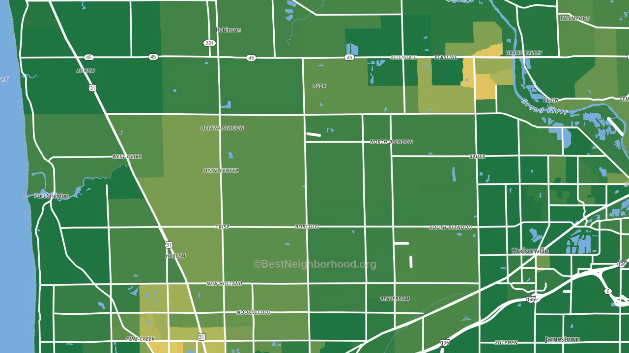 Ottawa County, MI block-group voter-turnout map