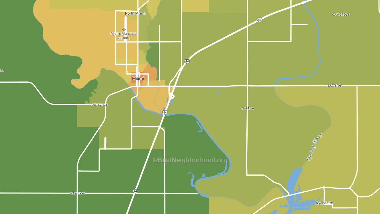 Ottawa County, OK block-group voter-turnout map