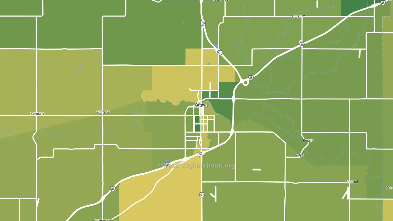 Ottawa, KS block-group voter-turnout map