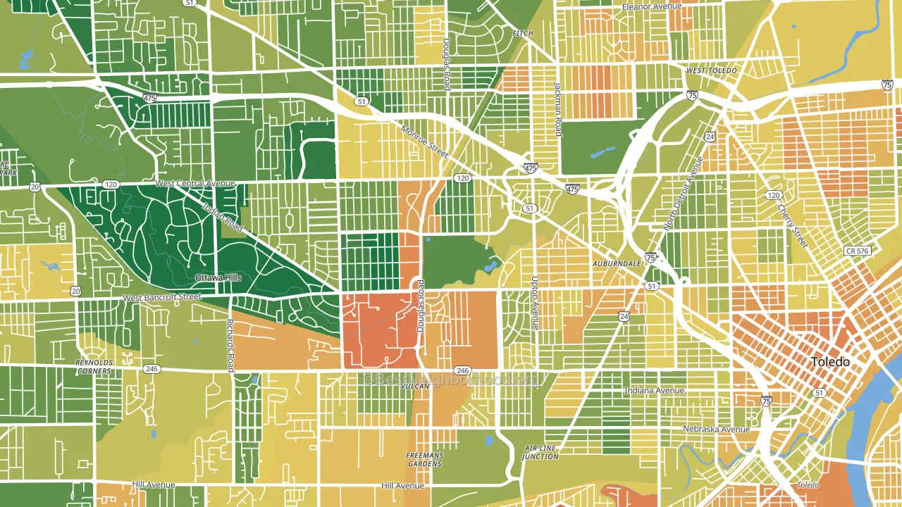 Ottawa, Toledo, OH block-group voter-turnout map