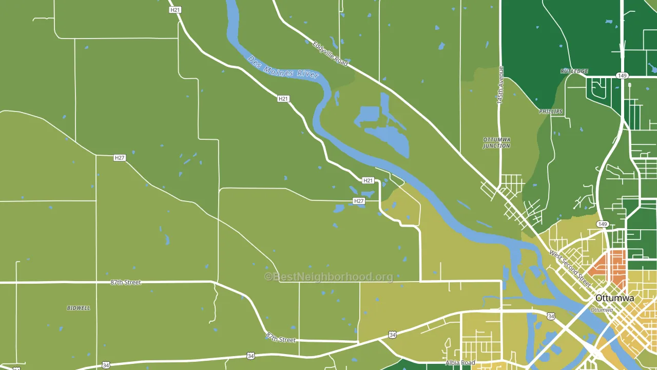 Ottumwa Junction, IA block-group voter-turnout map