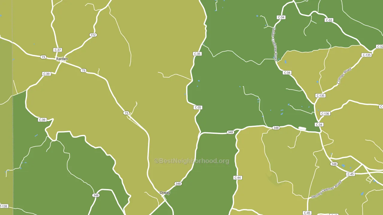 Otway, OH block-group voter-turnout map