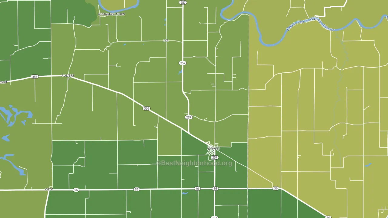 Otwell, IN block-group voter-turnout map