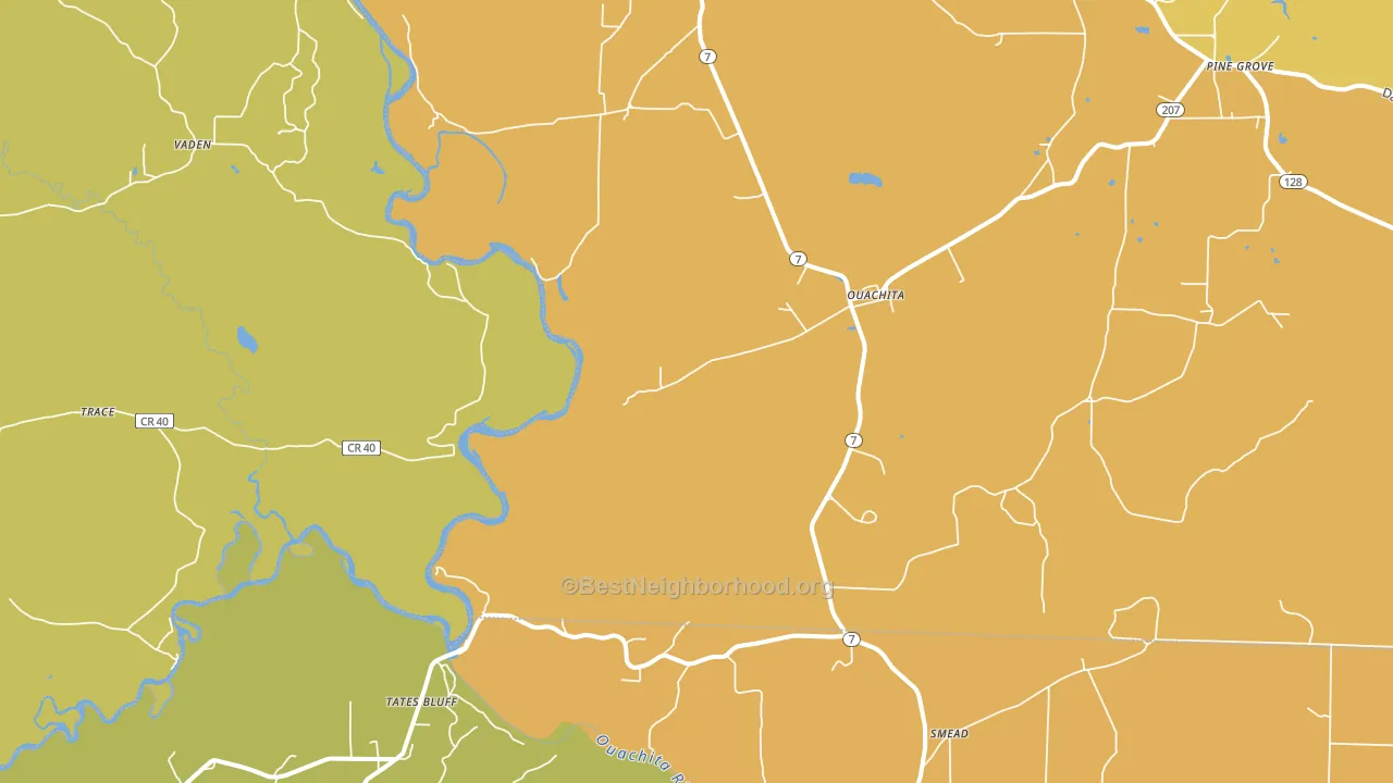 Ouachita, AR block-group voter-turnout map